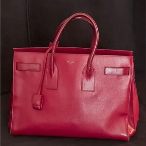 Saint Laurent LARGE Sac Du Jour, Red, Hedi Slimane YSL